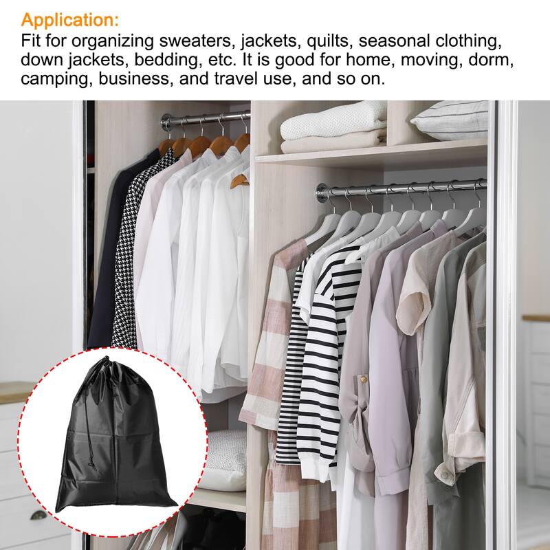 27.5" Height Clothes Storage Drawstring Bag for Camping, Black