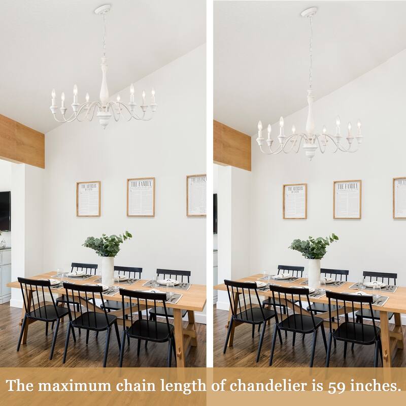 8-Light Vintage Candlestick Hanging Chandelier Lighting for Kitchen Island