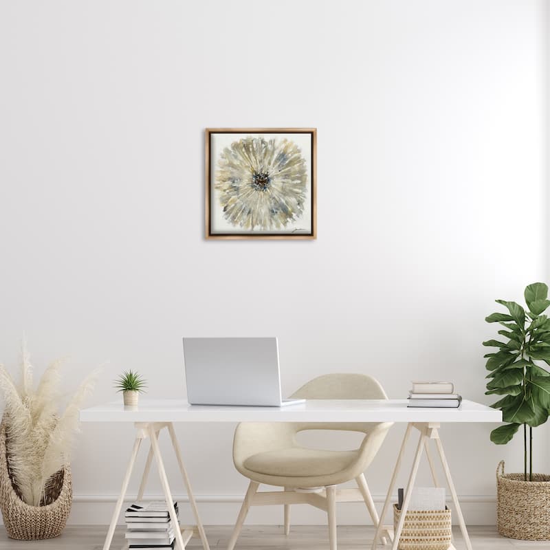 Stupell Neutral Rustic Abstract Flower Framed Floater Canvas Wall Art Design By Liz Jardine