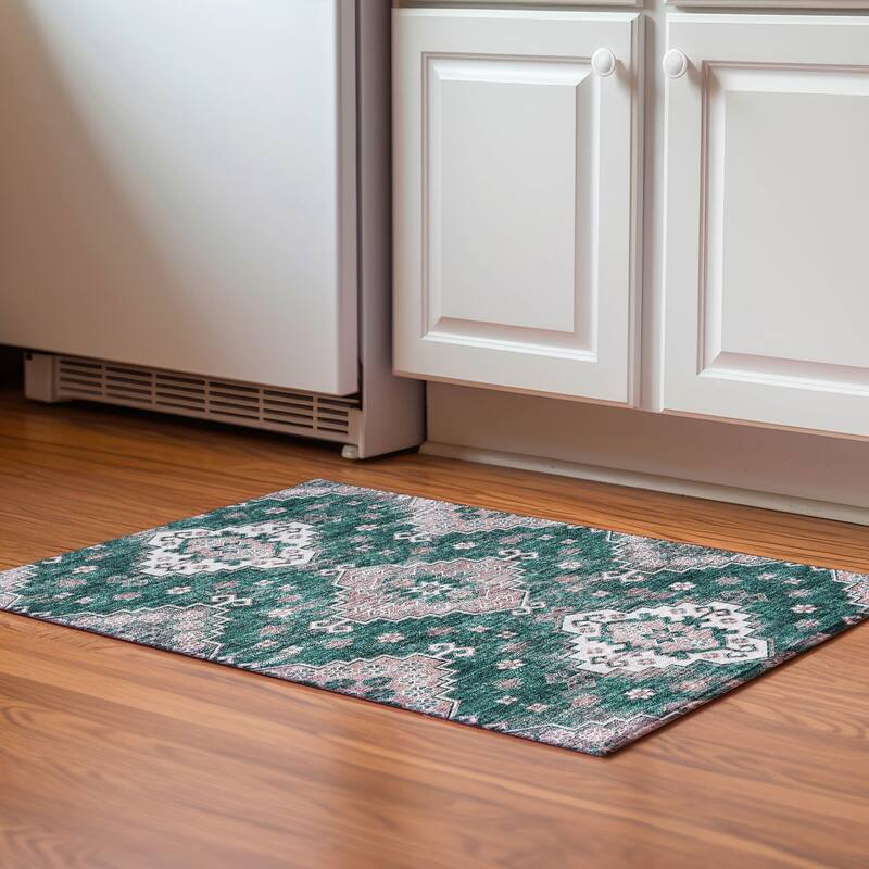 Premium Washable Super Soft Traditional Farmhouse Mayfield Rug - Emerald - 1' 8" x 2' 6" - Rectangle