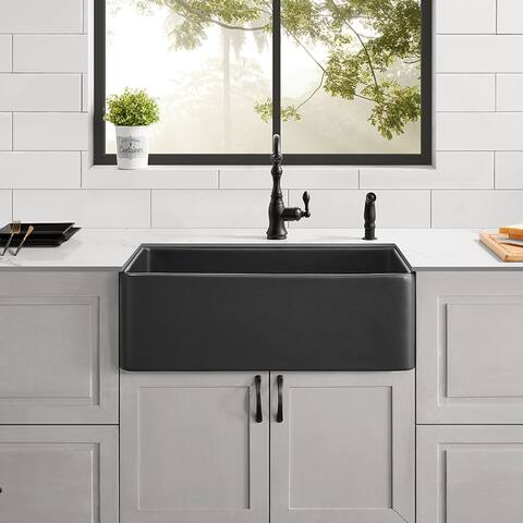 Farmhouse 33'' Single Bowl Kitchen Sinks with Bottom Grid in & Drain in Stainless and Fireclay - 33 inch