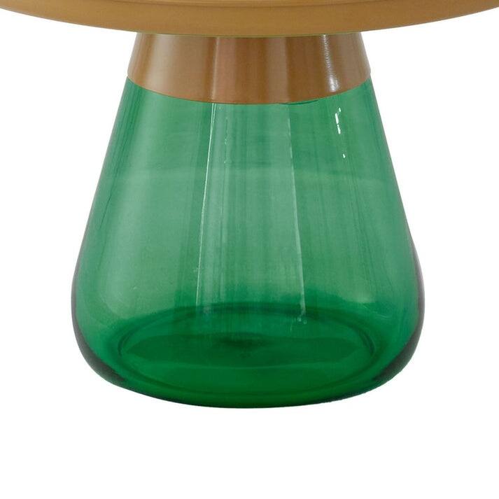 24" Matte Gold Tray Top Aeryn Nesting Table With Emerald Green Base - 24x17