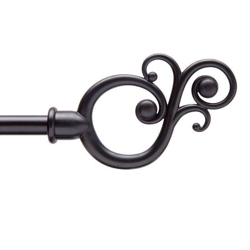 Kenney Valencia 5/8" Standard Decorative Window Curtain Rod - Black - 86 to 120 inches - Black Finish
