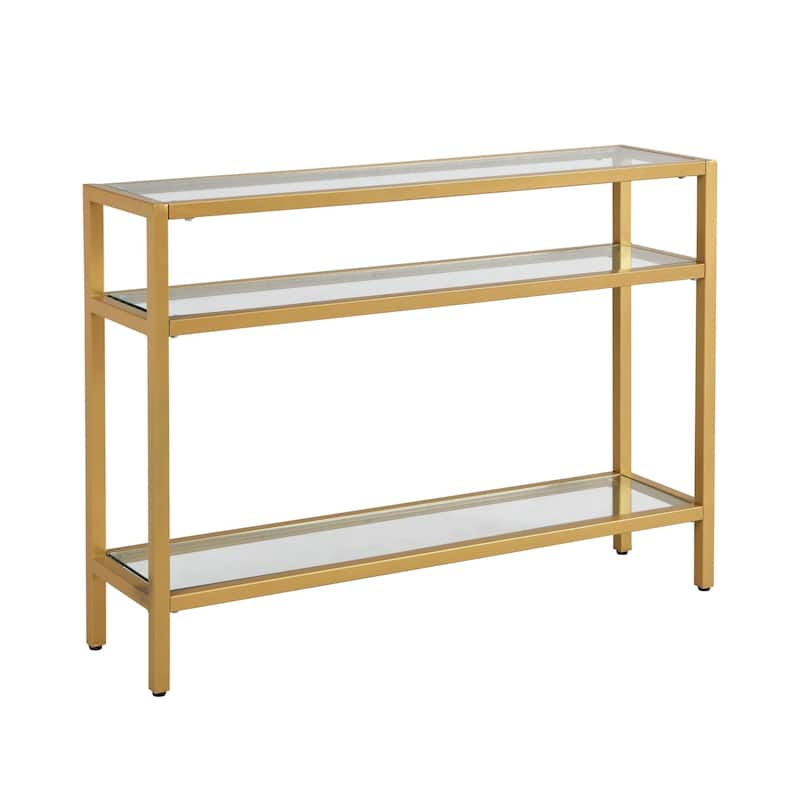 3-Tier Rectangular Glass Top Console Table - 42" - Gold Finish