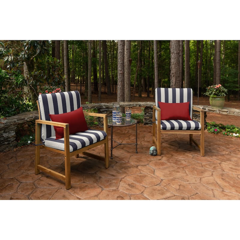 Sunbrella® Stripe Fabric 1-Piece Indoor/Outdoor Club Chair Cushion, 22"W x 44"L
