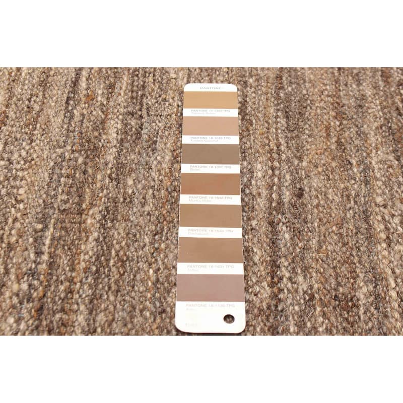 ECARPETGALLERY Flat-Weave Ankara Brown Wool Kilim - 4'5 x 16'2
