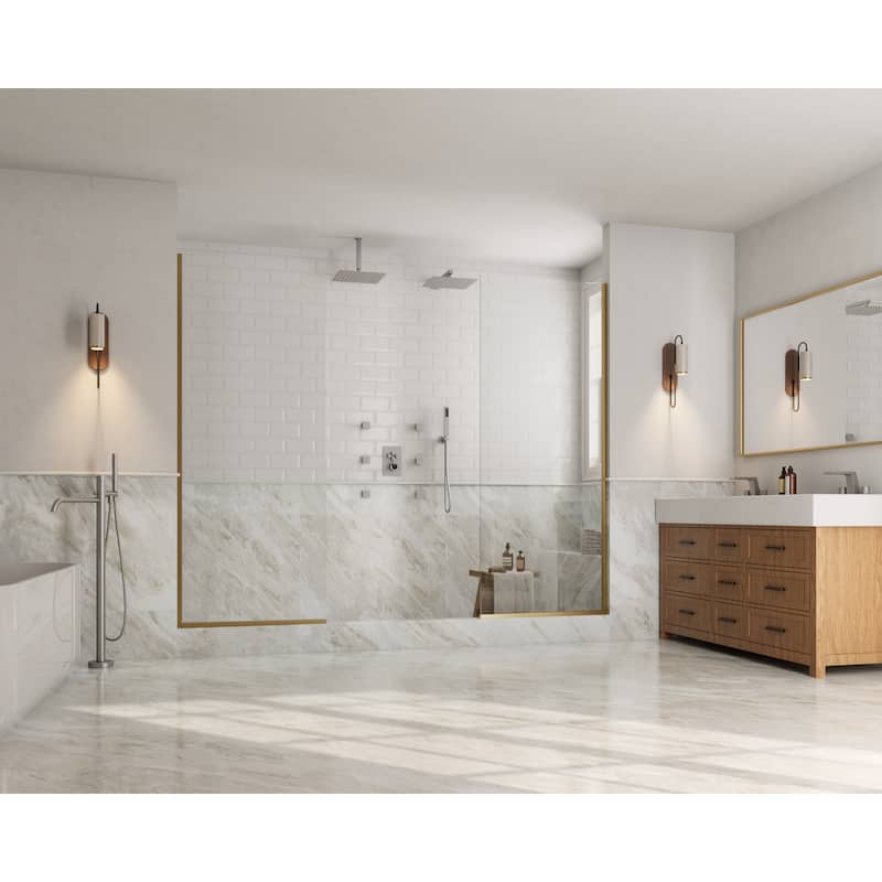 GRANDJOY Thermostatic Shower System Rainfall Dual Shower Heads 12 inch Ceiling and Wall Mount Body Jets Handheld Spray Combo