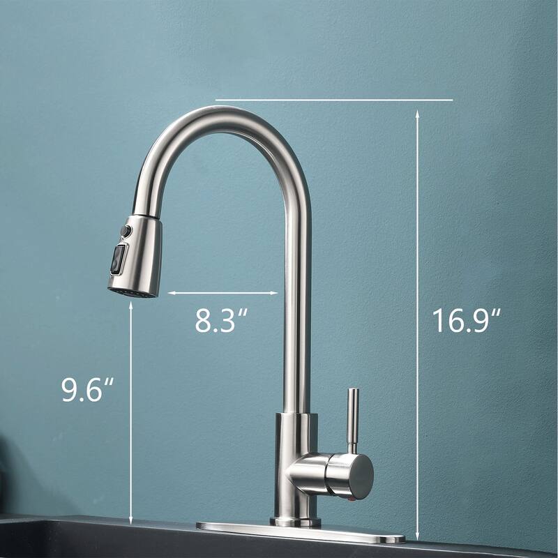 Single Hole Kitchen Sink Faucet With Pull Down Sprayer Commercial Kitchen Faucet Brushed Nickel
