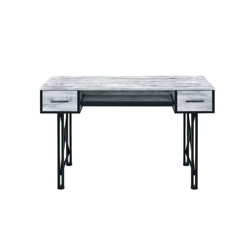 Settea Antique White & Black Finish Computer Desk