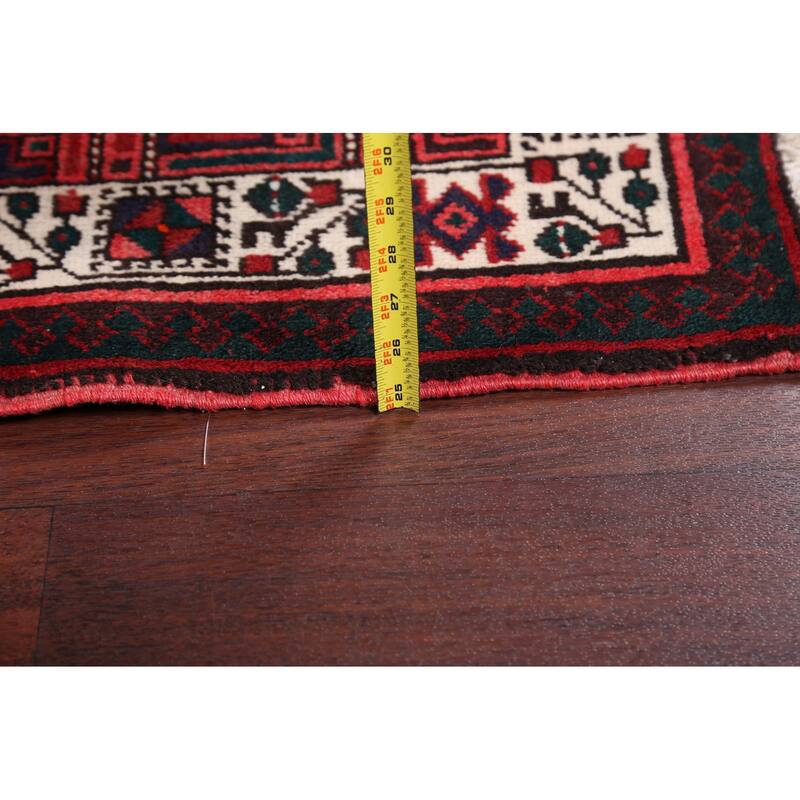 Vintage Vegetable Dye Ardebil Persian Wool Runner Rug Hand-knotted - 3'6" x 11'1"