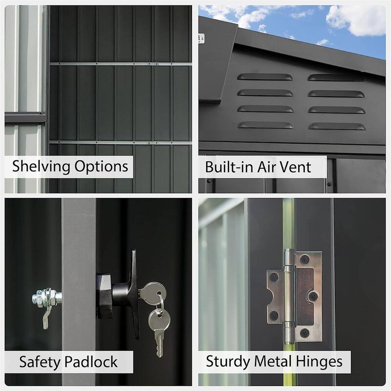 GDFStudio - Summit Galvanized Steel Backyard Storage Shed with Windows and Lockable Door