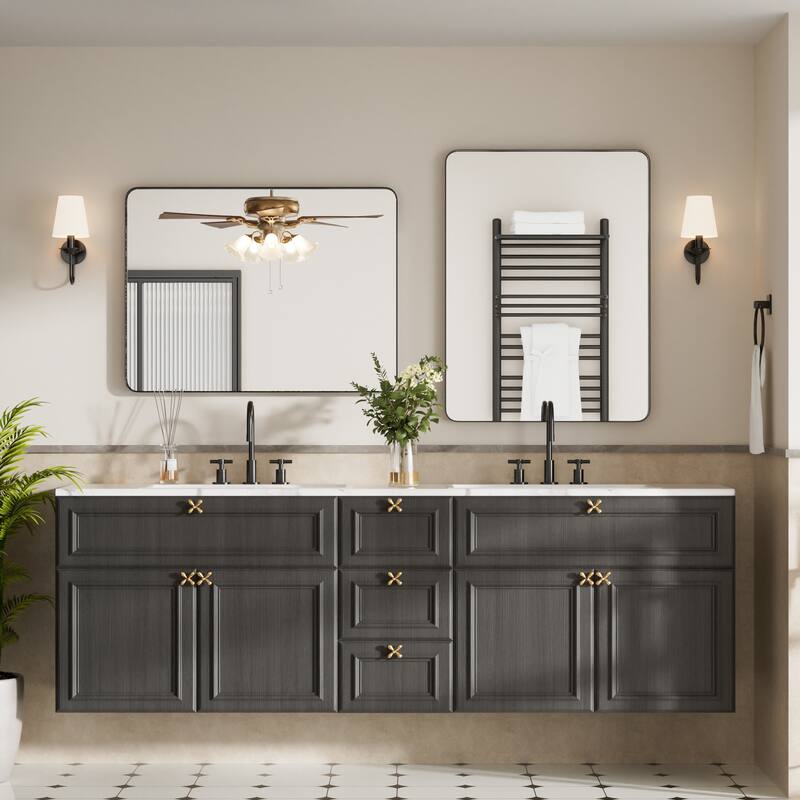 Wall Mirror Vanity Mirror Bathroom Mirror with Round Corner (1 Piece)
