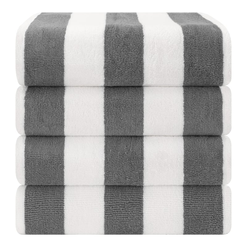 American Soft Linen,100% Cotton 4 Pack Beach Towels, 30 x 60 Cabana Striped Pool Towels