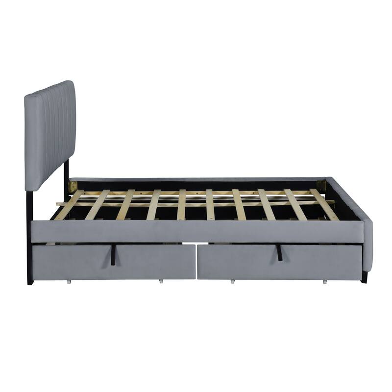 Queen Size Velvet Upholstered Platform Bed