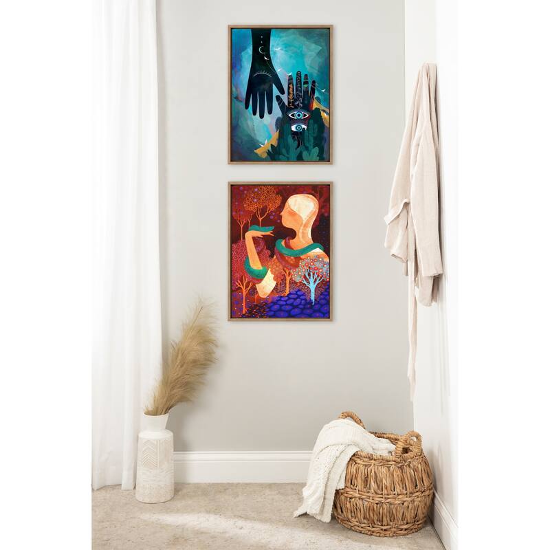 Kate and Laurel Sylvie Enlighten Framed Canvas by Faryn Hughes