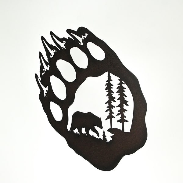 Black Bear Paw Nature Scene Metal Wall Hanging Forest Lodge Decoration ...