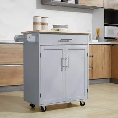 Kitchen Island Cart with Drawer, Storage Cabinet, Towel Rack