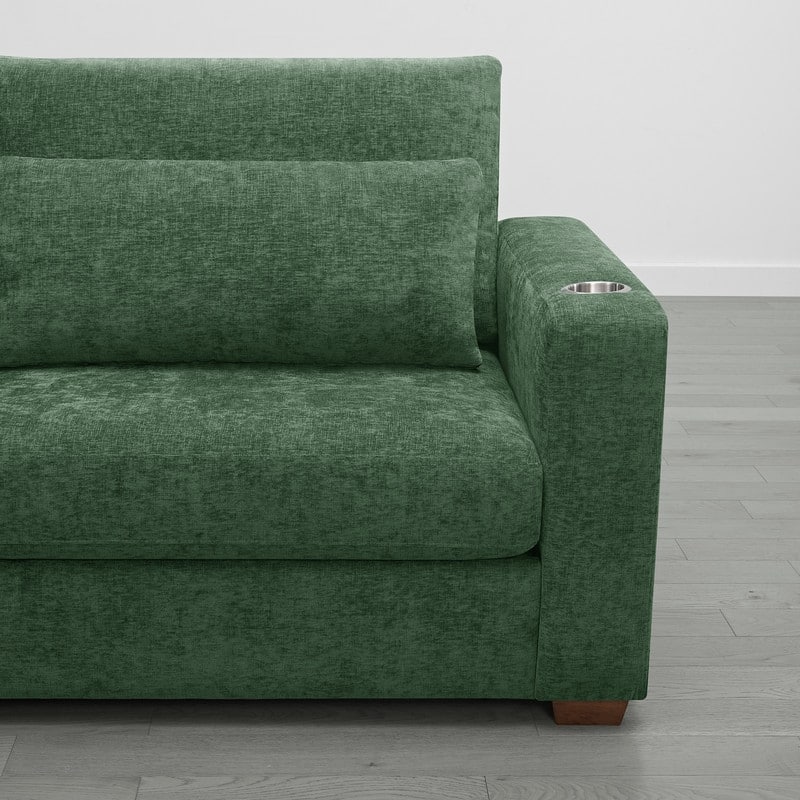 Spruce & Spring Ezra 89" Modern High Back Living Room Sofa with USB & Cup Holders