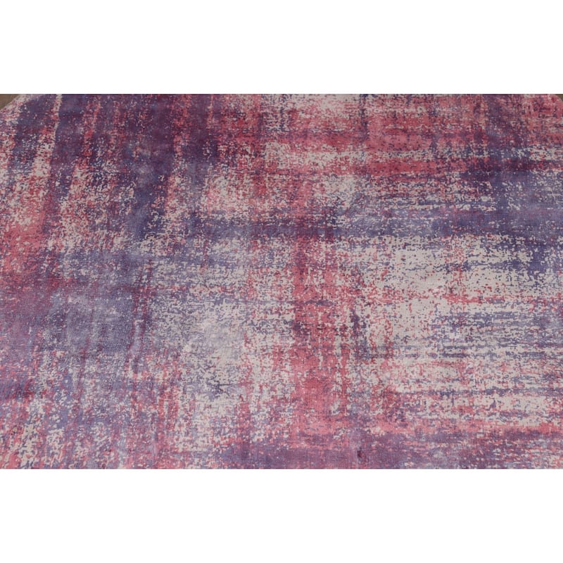 Contemporary Abstract Round Area Rug Handmade Wool Carpet - 6'6" x 6'6"