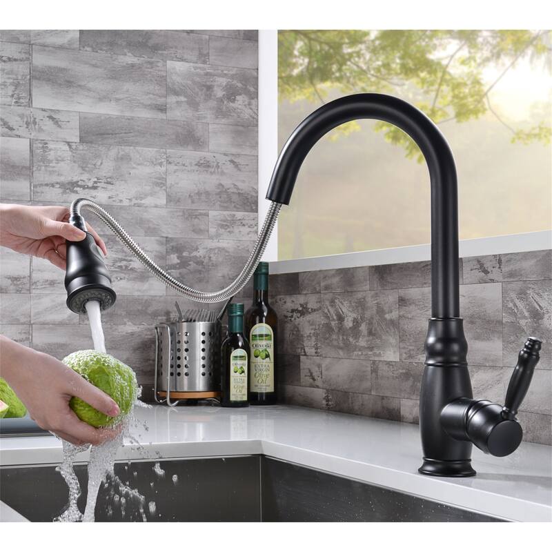 Single Handle Kitchen Sink Faucet with Pull Down Sprayer Brass Pull Out Kitchen Basin Vanity Faucets with Sprayer
