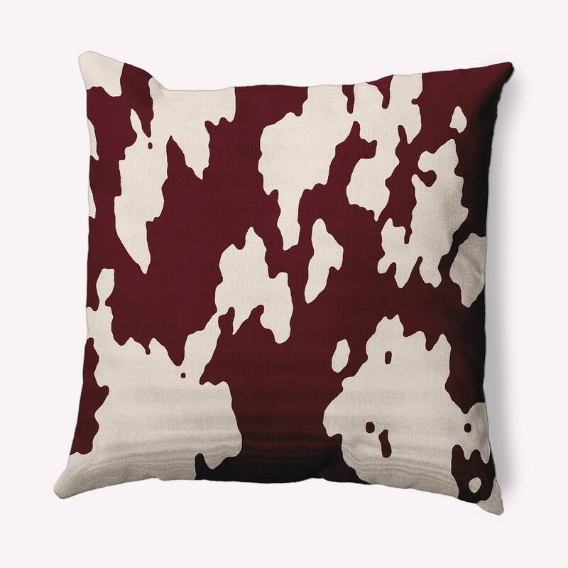 Moo Print Indoor/Outdoor Throw Pillow - 18" x 18" - Pomegranate