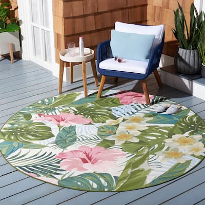 SAFAVIEH Barbados Zalja Tropical Indoor/ Outdoor Waterproof Patio Backyard Rug
