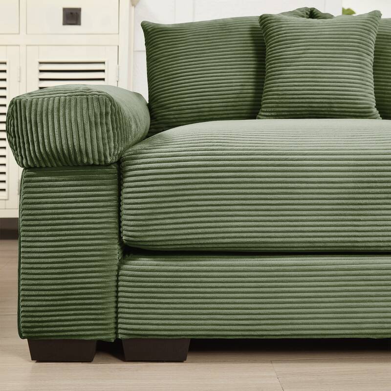 Oversized Cloud Modular Sectional Couch,Corduroy Fabric Extra-Wide Armrests Throw Pillows