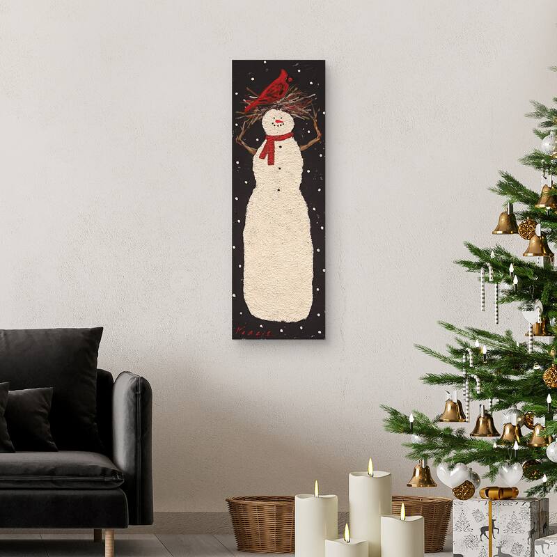 Tall Snowman with Cardinal by Mary Miller Veazie Canvas Art Print