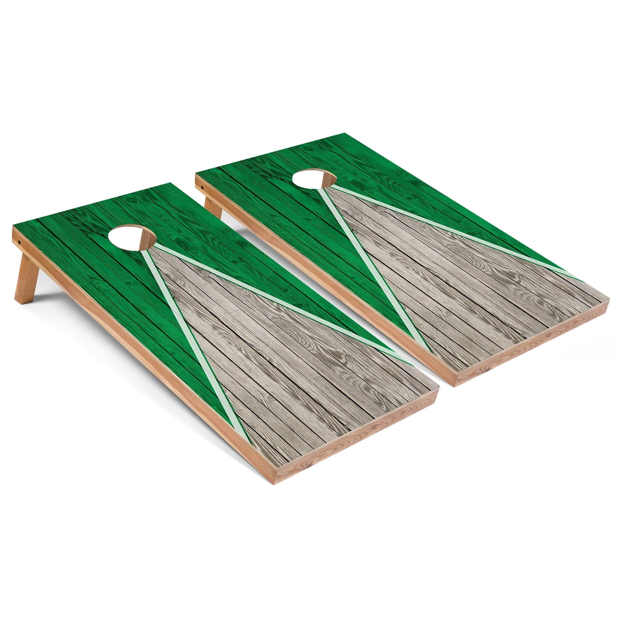 Solid Wood Cornhole Boards - Kelly Triangle Design