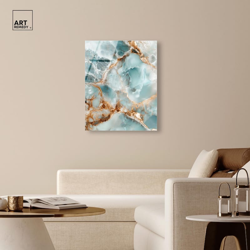Teal Marble Majesty Acrylic by Art Remedy, Ready to Hang