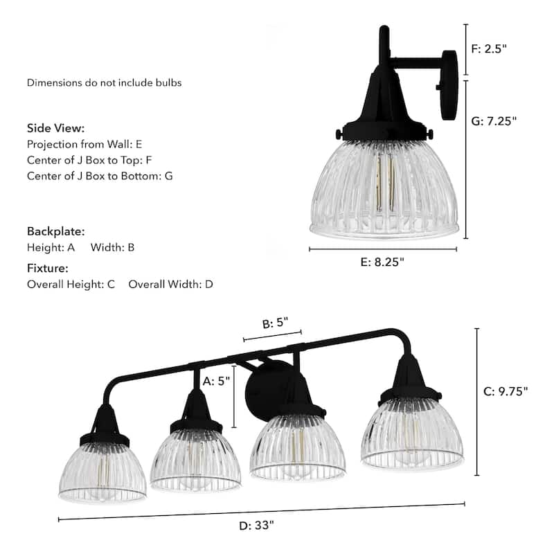 Hunter Cypress Grove 4-Light Vanity Wall Light - Industrial, Transitional, Contemporary - Damp Rated!