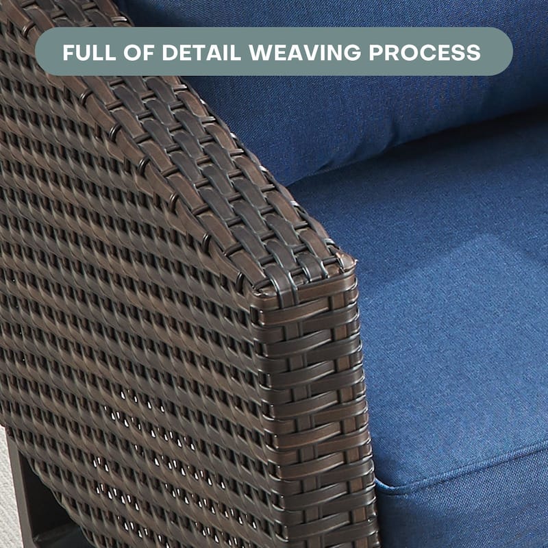 Gymojoy 9-11 Person Outdoor Courtyard Wicker Family Party Conversation Set Group With Swivel Chairs And 52" Table