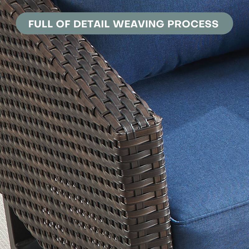 Gymojoy 9 Person Outdoor Courtyard Wicker Family Conversation Set Group With Swivel Chairs And Storage