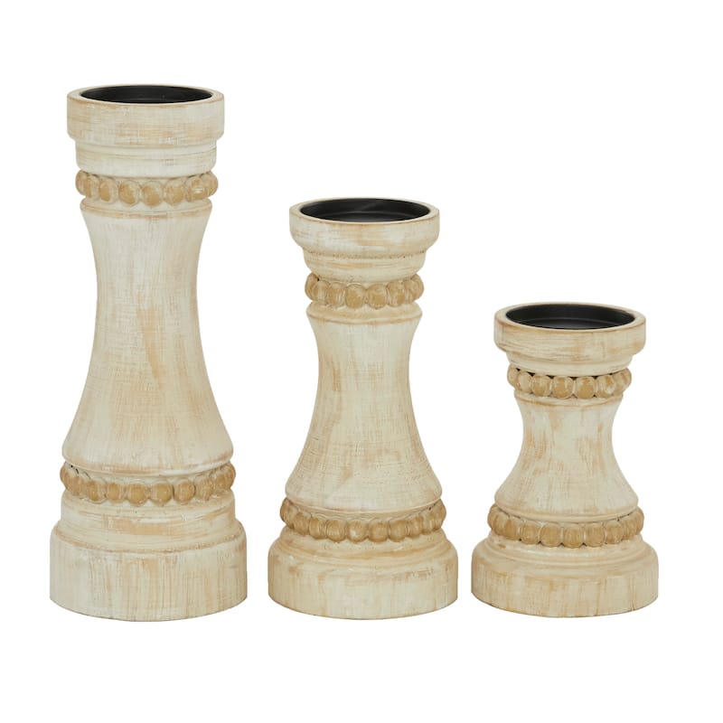 Wood Farmhouse Candle Holder (Set of 3) - S/3 12", 9", 7"H