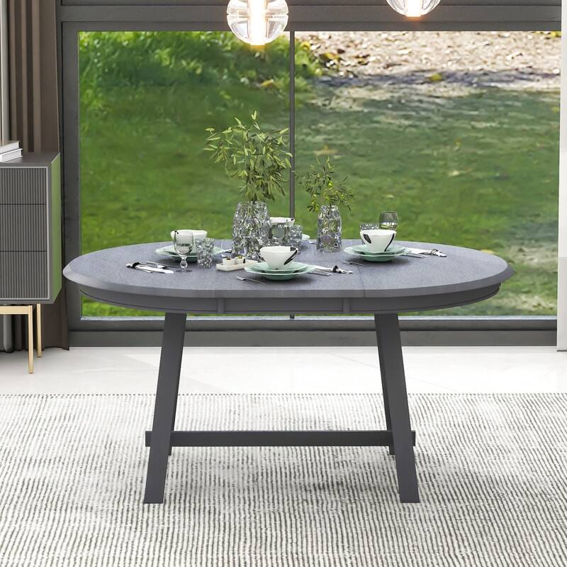 Round Wood Dining Table, Farmhouse Round Extendable Dining Table Kitchen Table for Dining Room, Kitchen