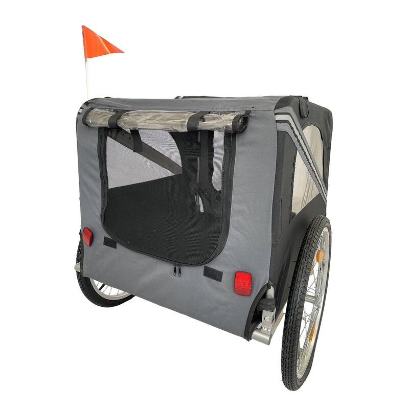 Durable Dog Bike Trailer with 20-Inch Wheels, Zippered Mesh Doors, and 88lb Capacity