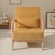 preview thumbnail 39 of 161, 25" W Mid Century Upholstered Wood Accent Chair with Pillow