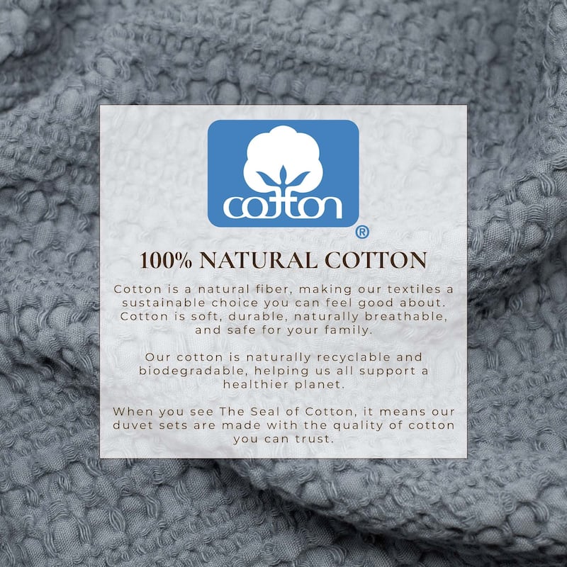 Linery & Co. 100% Cotton Reversible Honeycomb Waffle / Percale Duvet Cover Set
