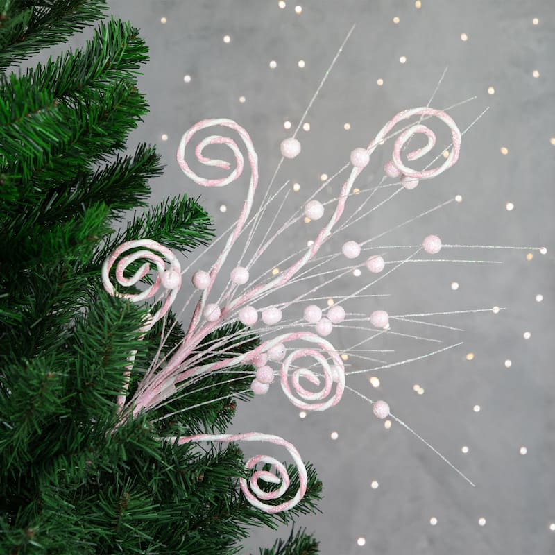29" Pink and White Candy Cane Swirls Christmas Spray