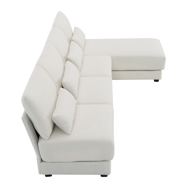 120" Boucle L-Shaped Sectional Sofa with Chaise