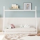 preview thumbnail 8 of 11, Twin Size House Floor Teepee Bed with Tent, Wood Low Montessori Bed Frame for Kids Teens Boys Girls, No Spring Box Needed White - Twin