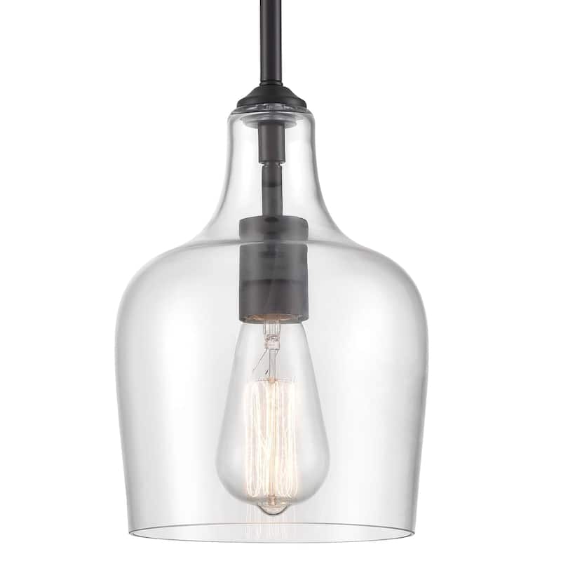 Rieti Modern Rod-Hung Pendant Light w/ Clear Glass Shade, 1-Light