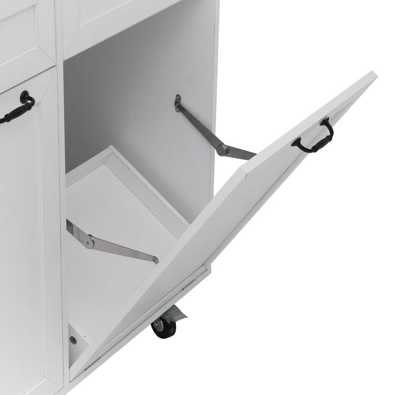 Mobile Kitchen Cart with Pull Out Dining Table Storage Drawers and Spice Rack