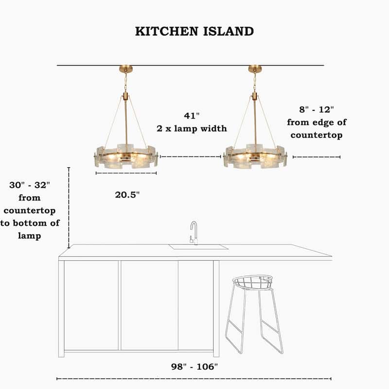 Modern Glam Gold 6-Light Drum Chandelier Textured Glass Pendant Light for Dining Room - D 20.5" x H 24"