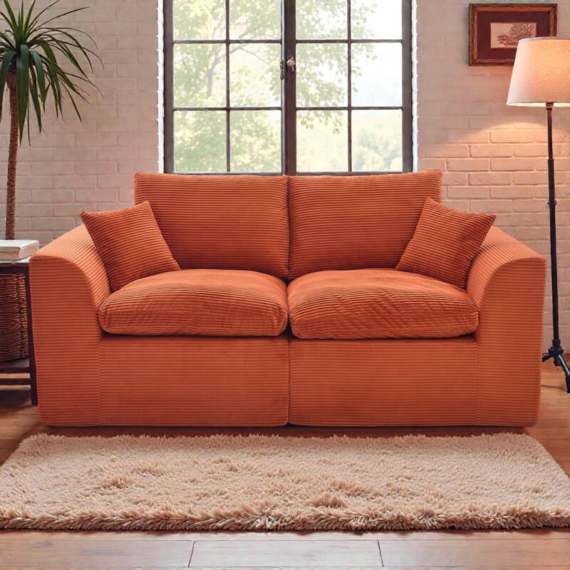Modular Cloud Sectional Sofa, Comfy 2-Seater Corduroy Couch with Removable Covers