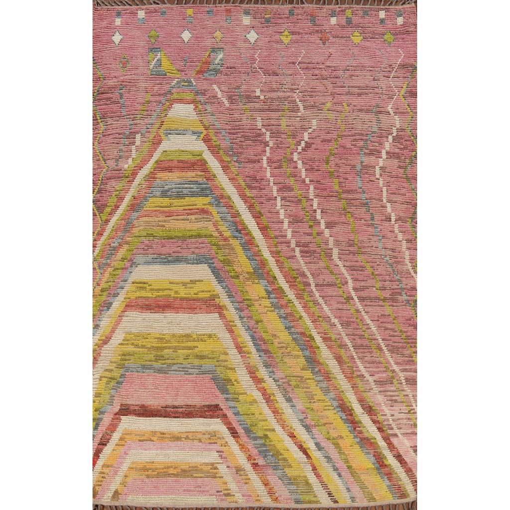 Moroccan Abstract Rug Hand-Knotted Abstract Wool Carpet - 6'10"x 10'4"