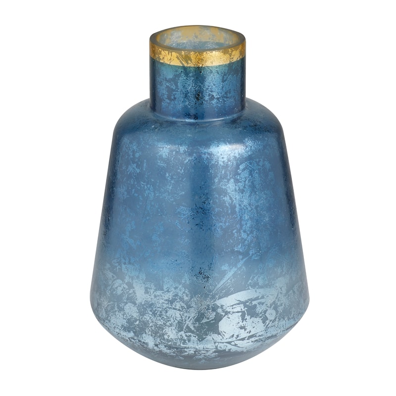 White or Blue Glass Vase with Gold Rim