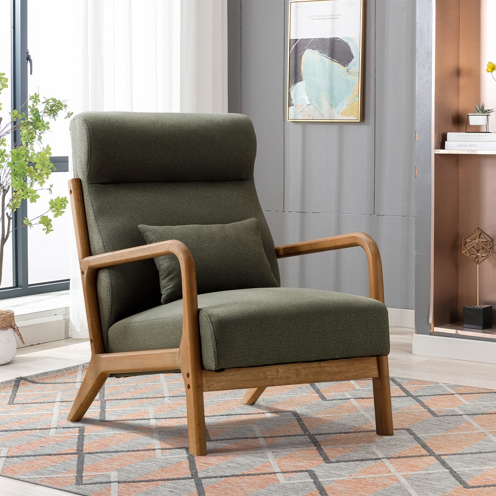Single Lounge Armchair with Solid Wood Frame