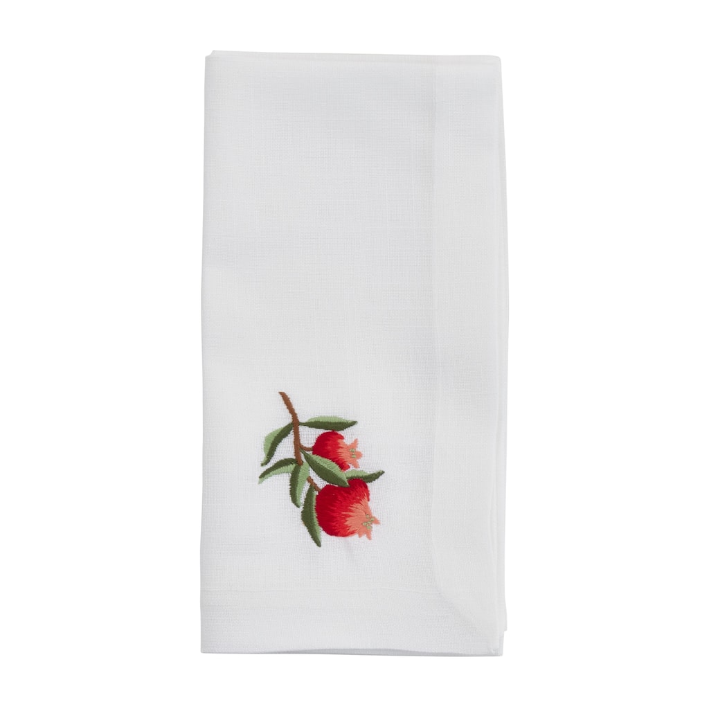Embroidered Table Napkins With Large Pomegranate Design (Set of 4) - 20"x20"