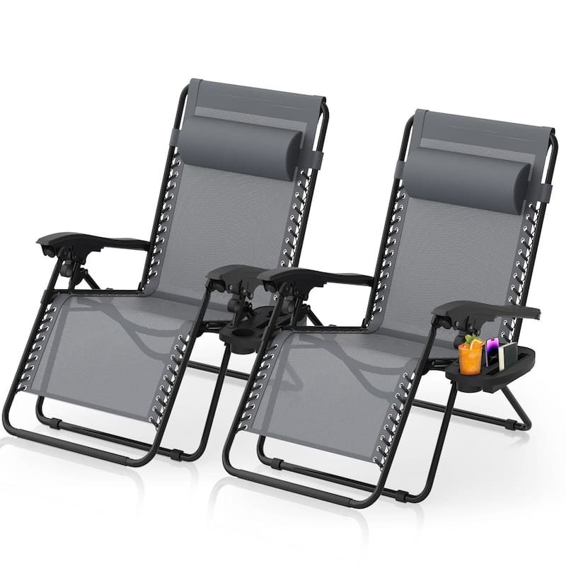 Zero Gravity Chairs Set of 2, Zero Gravity Lounge Chair, Reclining Patio Chairs Folding Recliner for Indoor and Outdoor